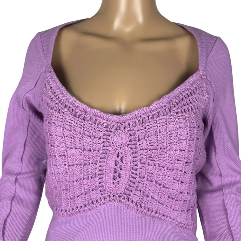 NWT New $98 Free People Butterfly Dreams Purple Top Size M